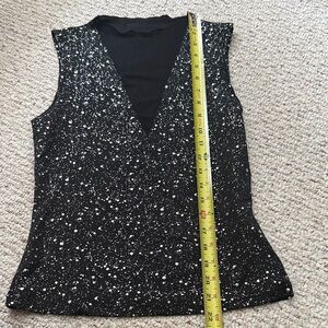SHEIN Black and White Speckled silver shiny mesh Fashion tank top